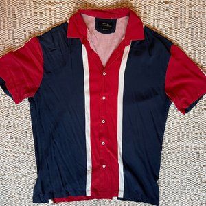 Red & blue striped button-down
